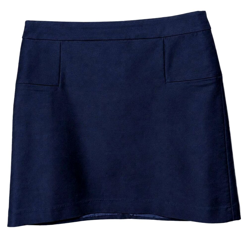 Max Studio Navy Stretch Cotton A-Line Mini Skirt Size 4 Career Classic